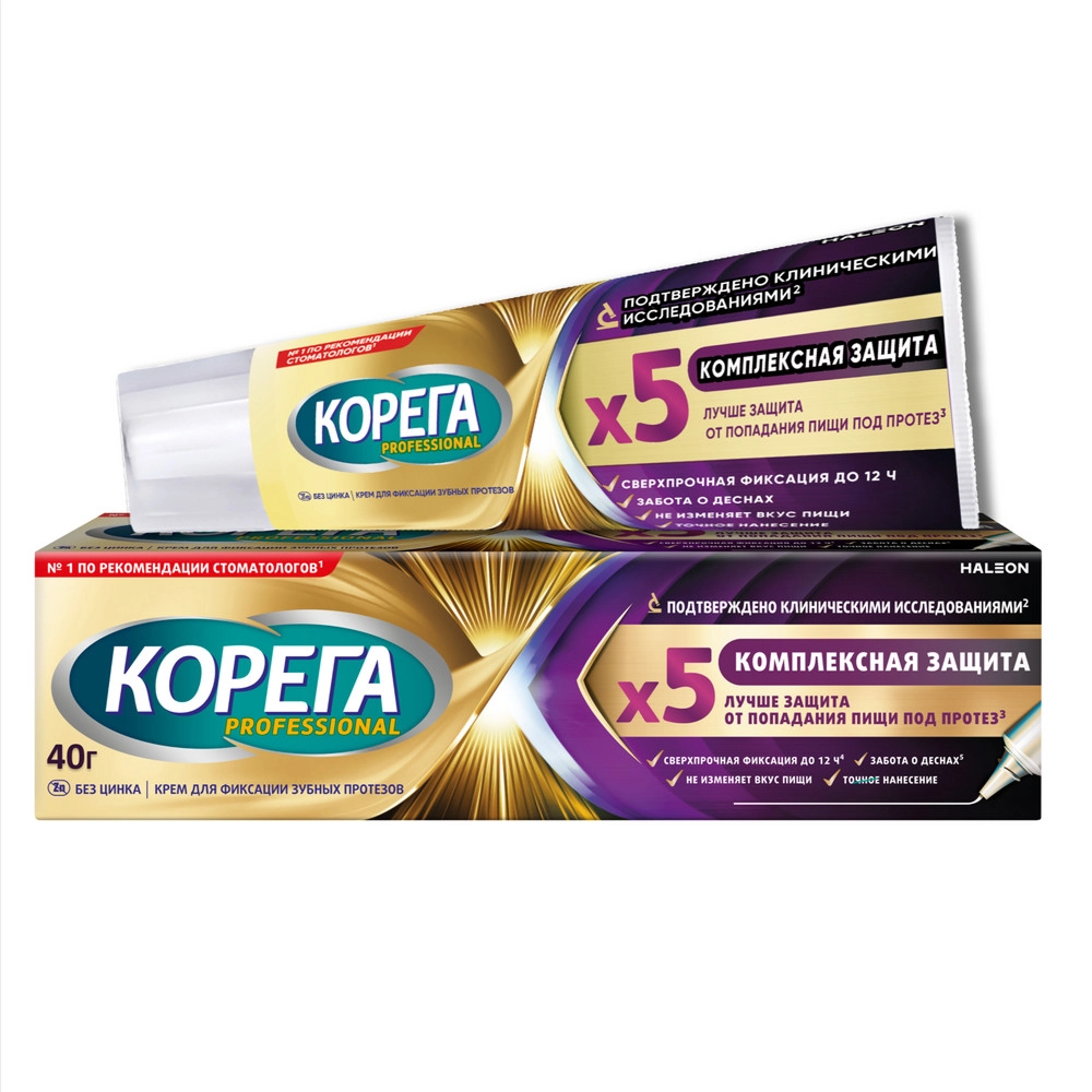 Корега professional крем для фиксации зубных протезов комплексная защита 40 гр